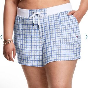 Champion Women's Blue White Geo Print Elastic Waist Shorts Size XL
